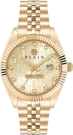 Philipp Plein Date Superlative Crystal Bracelet Watch, 41mm in Ip Yellow Gold at Nordstrom