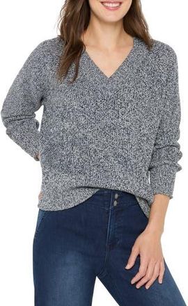 Nic+Zoe Shaker Stitch V-Neck Sweater in Indigo Mix at Nordstrom Rack, Size Xx-Large