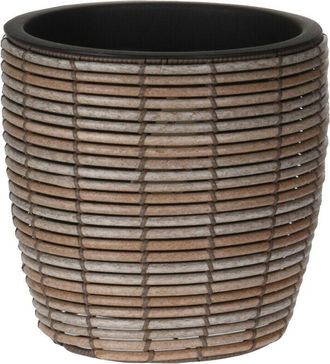 Mobili Rebecca Rebecca Mobili Vaso Tondo da Esterno Fioriera Marrone Polietilene per Casa Esterno