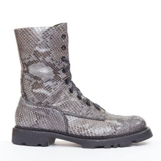 Jil Sander python print scaled leather combat boots