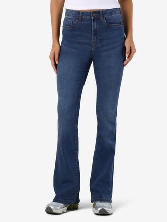 Noisy May High-waist-Jeans NOISY MAY NMSALLIE HW FLARE JEAN VI021MB FWD NOOS, Damen, Gr. 25, L&auml;nge 32, blau (medium blau denim), Denim/Jeans, Obermaterial: 75% 