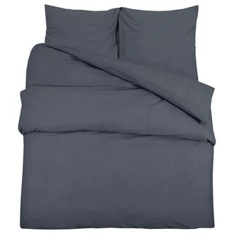 vidaXL Juego De Funda N&oacute;rdica Algod&oacute;n Gris Antracita 260x240 Cm Vidaxl