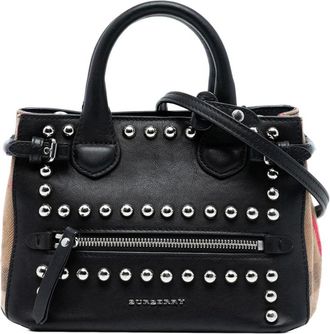 Burberry Pre-owned Handbags, female, Black, Size: ONE SIZE Pre-owned Studded Leather Top Handle Bag