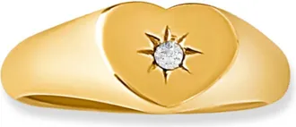 Ellie Vail Womens Vesper Heart Signet Ring In Gold