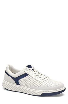 Johnston & Murphy Dawson Sneaker in White Full Grain/Navy Suede at Nordstrom, Size 10.5