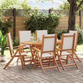 vidaXL Juego Comedor De Jard&iacute;n 7 Pzas Madera Maciza Acacia Y Textileno Vidaxl