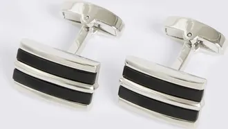 Moss Silver & Black Onyx Stripe Cufflinks