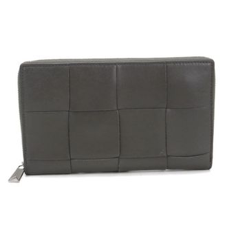 Bottega Veneta Gray Leather Long Wallet (Bi-Fold) (Pre-Owned)