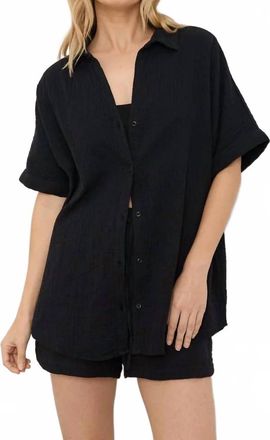 Pact Coastal Double Gauze Relaxed Shirt In Jet Black