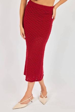 Sadie & Sage Venus Knit Midi Skirt In Red