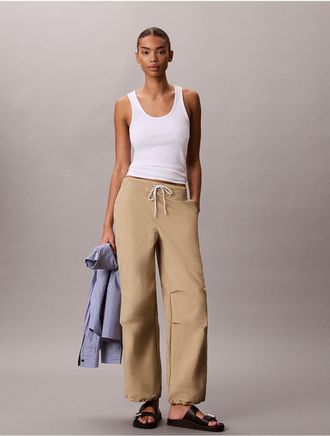 Calvin Klein Jeans Calvin Klein Womens Crinkle Nylon Pants - Beige - XL