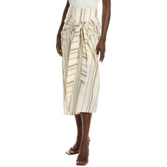 Brunello Cucinelli WomenS Striped Wrap Midi Skirt, Size 8