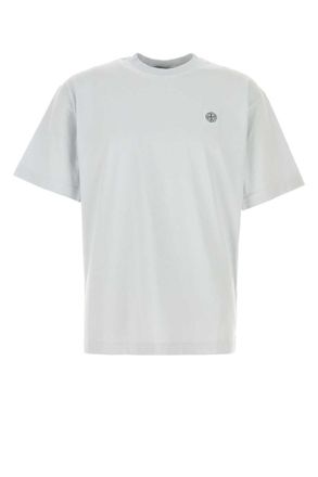 Stone Island Sky Blue Round Neck Logo T-Shirt