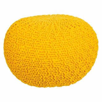 Wanderlust Deco Puff de algod&oacute;n trenzado amarillo 45x45x30