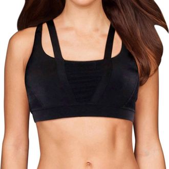 TLF Apparel Strappy Devant Low Impact Bra In Black