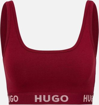 HUGO BOSS Womens Sporty Logo Bralette, Burgundy - Red - Size: 18/16