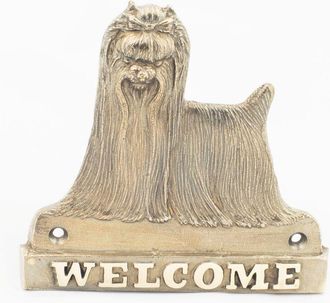 OEM Yorkshire Terrier, York, York, Yorkie: Placa De Puerta Con Un Perro, Placa De Bienvenida De Lat&oacute;n, Se&ntilde;al &Uacute;nica Con La Inscripci&oacute;n Welcome De Art-dog