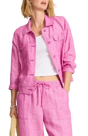 Tommy Bahama Two Palms Linen Raw Edge Jacket in Peach Gelato at Nordstrom, Size X-Large