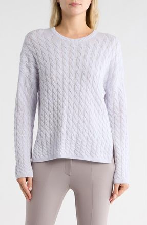 Theory Kareina Cable Stitch Wool Blend Sweater in Silver at Nordstrom Rack, Size Petite
