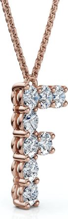 Pompeii3 1Ct Diamond Initial F Pendant 14k Gold 18 Necklace Lab Grown 5/8 Tall