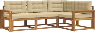 vidaXL Conjunto De Sof&aacute;s De Exterior 4 Uds. Natural Y Beige Vidaxl