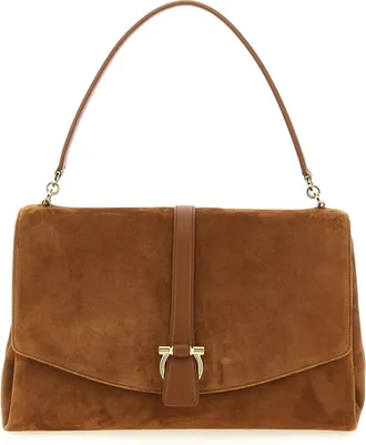 Ferragamo Brown Goatskin Shoulder Womens Bag