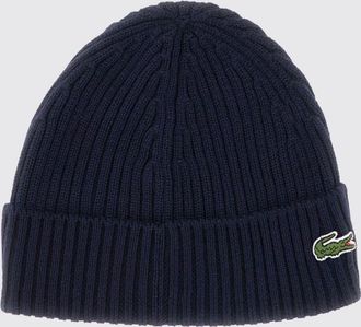 Lacoste Berretto beanie in pura lana a coste con risvolto e logo ricamato