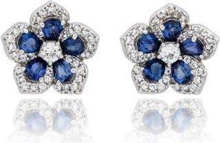 Suzy Levian Sapphire & Diamond Flower Stud Earrings in Blue at Nordstrom Rack