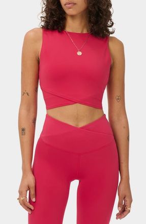 Sweaty Betty All Day Cropped Wrap Performance Tank in Crimson Red at Nordstrom, Size X-Small