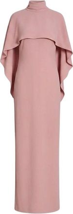Alberta Ferretti Long Dress with Cape Detail and Back Bow - female - Alberta Ferretti - Gowns - Pink - XS - Dresses