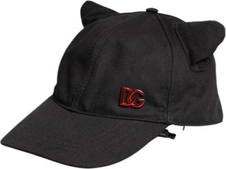 Dolce & Gabbana Cotton Logo Patch Baseball Cap Hat - Heren - Petten - Zwart - ONE Size - Katoen - Accessoires