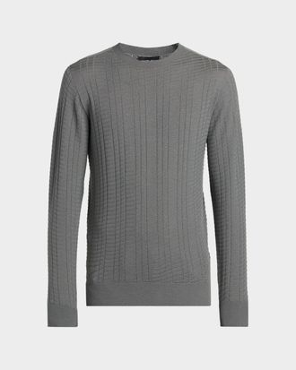 Giorgio Armani Men & apos;s Geometric Textured Virgin Wool Sweater