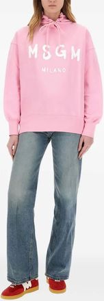 Msgm Felpa con cappuccio e logo - Rosa
