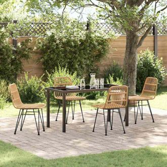 vidaXL Conjunto De Comedor De Jard&iacute;n 4 Pcs Marr&oacute;n Polirat&aacute;n Vidaxl