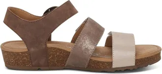 Aetrex Womens Lilly Adjustable Quarter Strap Sandal In Taupe
