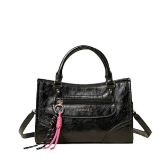 Twinset Bowlingtas met Bedeltjes - Dames - Handtassen - Zwart - ONE Size - Polyester - Tassen