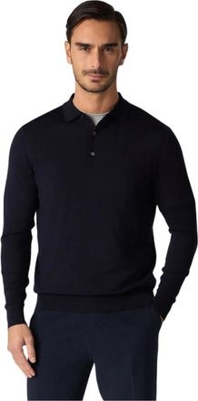 Brooks Brothers Merino Wol Trui met Polokraag - Heren - Ronde hals truien - Blauw - 2XL - Wol - Truien & Vesten