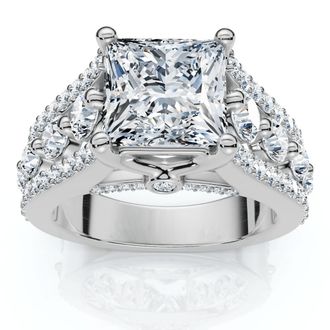 Pompeii3 Certified 3.80Ct Princess Cut Diamond Engagement Ring 14k Gold Lab Grown