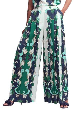 Boden Regent Paisley Wide Leg Pants in Ivory/Foilage Whirl at Nordstrom, Size 14