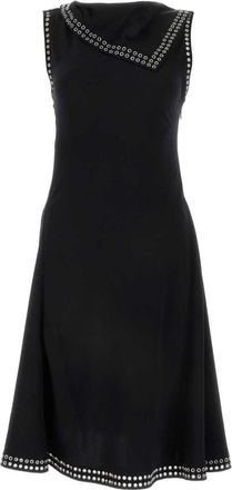 Burberry Eyelet-Trim Satijnen Jurk - Dames - Korte kleedjes - Zwart - 2XS - Satijn - Kleedjes