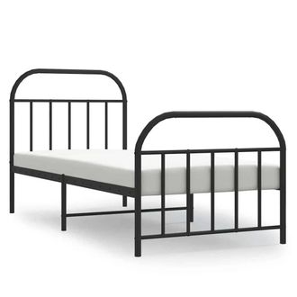 Berkfield Home Metal Bed Frame with Headboard & Footboard Black 90x190 cm Single