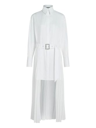 Karl Lagerfeld pleated belted shirt dress - women - Cotton/Polyamide - 38 - White