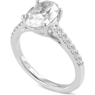 LuvMyJewelry Solce 14K Gold Oval Lab Grown Diamond Engagement Ring - 2.2 Cts in 14K White Gold at Nordstrom, Size 8