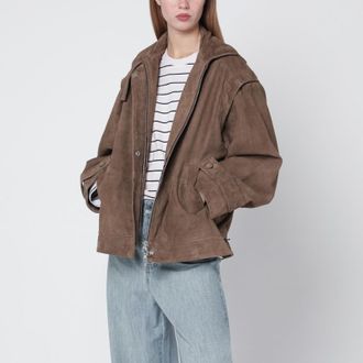 Rotate Oversized brown suede jacket