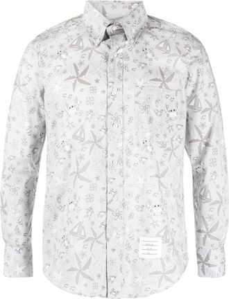 Thom Browne printed cotton shirt - men - Cotton - 0 - Grey