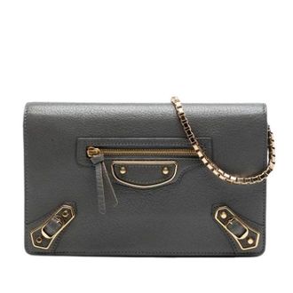 Balenciaga Pre-owned Clutches, female, Gray, Size: ONE SIZE Pre-owned Vintage Wallet on Chain