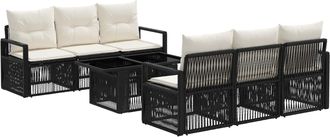 vidaXL Conjunto De Sof&aacute;s De Jard&iacute;n 7 Uds. Negro Y Blanco Crema Vidaxl
