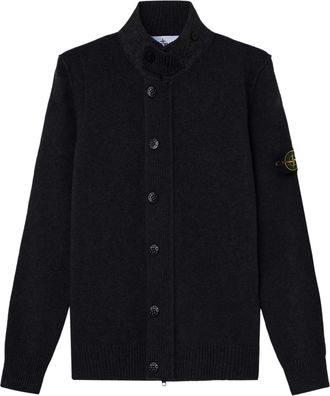 Stone Island High-Collar Arm-Patch Knit Sweater