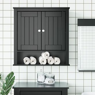 vidaXL Furniture Limited - Mueble De Pared Ba&ntilde;o Berg Madera Maciza Negro