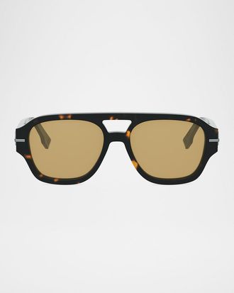 Fendi Mens Fendigraphy Metal Logo Acetate Square Sunglasses